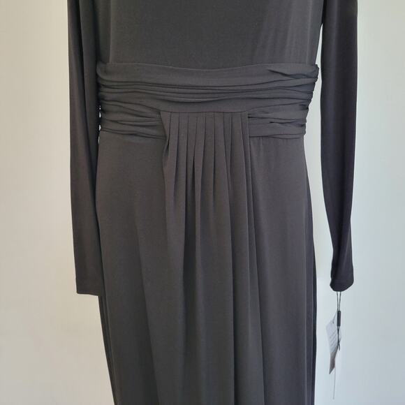 NEW Calvin Klein Black Maxi Dress Evening Stretch Jersey Long Sleeve Women 10 - Picture 5 of 12